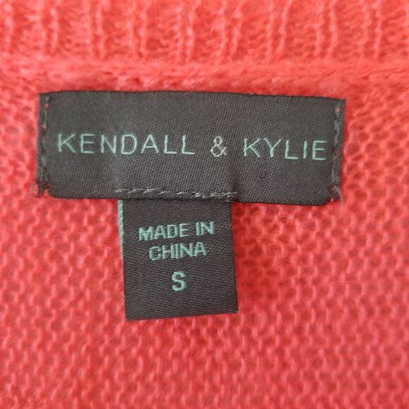 Kendall & Kylie‎ Sweater Neon Orange Open Weave Beach Zippered Shoulder Size S - Picture 7 of 11